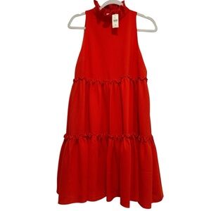 Elliatt Red Ruffle Tiered High Neck Sleeveless Mini Dress Size XS – NWT